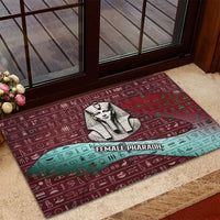 Hatshepsut Rubber Doormat with Pharaoh Bust Illustration, Female Pharaoh Title and Egyptian Hieroglyph - Wonder Print Shop