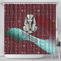 Hatshepsut Shower Curtain with Pharaoh Bust Illustration, Female Pharaoh Title and Egyptian Hieroglyph - Wonder Print Shop
