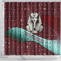 Hatshepsut Shower Curtain with Pharaoh Bust Illustration, Female Pharaoh Title and Egyptian Hieroglyph - Wonder Print Shop