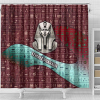 Hatshepsut Shower Curtain with Pharaoh Bust Illustration, Female Pharaoh Title and Egyptian Hieroglyph - Wonder Print Shop