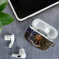 Hatshepsut AirPods Case with Queen King Portrait, Temple Illustration and Blue-Gold Hieroglyphic - Wonder Print Shop