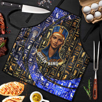 Hatshepsut Apron with Queen King Portrait, Temple Illustration and Blue-Gold Hieroglyphic - Wonder Print Shop