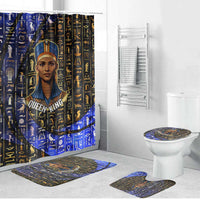 Hatshepsut Bathroom Set with Queen King Portrait, Temple Illustration and Blue-Gold Hieroglyphic - Wonder Print Shop