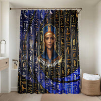 Hatshepsut Bathroom Set with Queen King Portrait, Temple Illustration and Blue-Gold Hieroglyphic - Wonder Print Shop