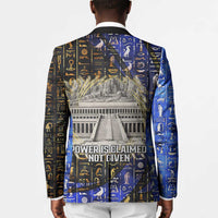Hatshepsut Blazer with Queen King Portrait, Temple Illustration and Blue-Gold Hieroglyphic - Wonder Print Shop