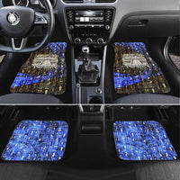 Hatshepsut Car Mats with Queen King Portrait, Temple Illustration and Blue-Gold Hieroglyphic - Wonder Print Shop