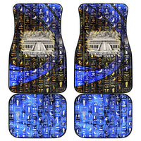 Hatshepsut Car Mats with Queen King Portrait, Temple Illustration and Blue-Gold Hieroglyphic - Wonder Print Shop