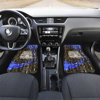 Hatshepsut Car Mats with Queen King Portrait, Temple Illustration and Blue-Gold Hieroglyphic - Wonder Print Shop