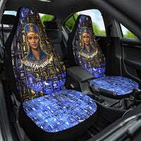 Hatshepsut Car Seat Cover with Queen King Portrait, Temple Illustration and Blue-Gold Hieroglyphic - Wonder Print Shop