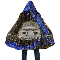 Hatshepsut Cloak with Queen King Portrait, Temple Illustration and Blue-Gold Hieroglyphic - Wonder Print Shop