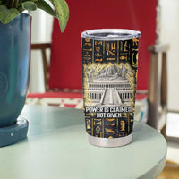 Hatshepsut Tumbler Cup with Queen King Portrait, Temple Illustration and Blue-Gold Hieroglyphic - Wonder Print Shop
