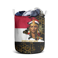 Hatshepsut Laundry Basket with Royal Portrait, Pre-Colonial Empires Text and Red-Black Honeycomb - Wonder Print Shop