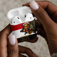 Hatshepsut AirPods Case with Royal Portrait, Pre-Colonial Empires Text and Red-Black Honeycomb - Wonder Print Shop