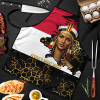 Hatshepsut Apron with Royal Portrait, Pre-Colonial Empires Text and Red-Black Honeycomb - Wonder Print Shop