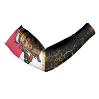 Hatshepsut Arm Sleeves with Royal Portrait, Pre-Colonial Empires Text and Red-Black Honeycomb - Wonder Print Shop
