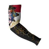 Hatshepsut Arm Sleeves with Royal Portrait, Pre-Colonial Empires Text and Red-Black Honeycomb - Wonder Print Shop