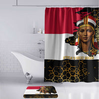 Hatshepsut Bathroom Set with Royal Portrait, Pre-Colonial Empires Text and Red-Black Honeycomb - Wonder Print Shop