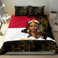 Hatshepsut Bedding Set with Royal Portrait, Pre-Colonial Empires Text and Red-Black Honeycomb - Wonder Print Shop