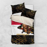 Hatshepsut Bedding Set with Royal Portrait, Pre-Colonial Empires Text and Red-Black Honeycomb - Wonder Print Shop