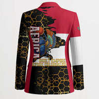 Hatshepsut Blazer with Royal Portrait, Pre-Colonial Empires Text and Red-Black Honeycomb - Wonder Print Shop