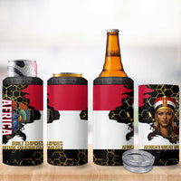 Hatshepsut 4 in 1 Can Cooler Tumbler with Royal Portrait, Pre-Colonial Empires Text and Red-Black Honeycomb - Wonder Print Shop