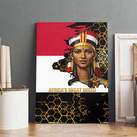 Hatshepsut Canvas Wall Art with Royal Portrait, Pre-Colonial Empires Text and Red-Black Honeycomb - Wonder Print Shop