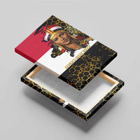 Hatshepsut Canvas Wall Art with Royal Portrait, Pre-Colonial Empires Text and Red-Black Honeycomb - Wonder Print Shop