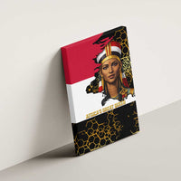 Hatshepsut Canvas Wall Art with Royal Portrait, Pre-Colonial Empires Text and Red-Black Honeycomb - Wonder Print Shop