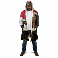 Hatshepsut Cloak with Royal Portrait, Pre-Colonial Empires Text and Red-Black Honeycomb - Wonder Print Shop
