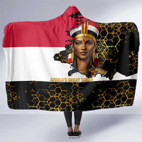 Hatshepsut Hooded Blanket with Royal Portrait, Pre-Colonial Empires Text and Red-Black Honeycomb - Wonder Print Shop