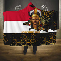 Hatshepsut Hooded Blanket with Royal Portrait, Pre-Colonial Empires Text and Red-Black Honeycomb - Wonder Print Shop