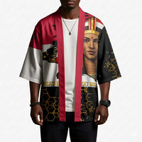Hatshepsut Kimono with Royal Portrait, Pre-Colonial Empires Text and Red-Black Honeycomb - Wonder Print Shop