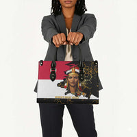 Hatshepsut Leather Bag with Royal Portrait, Pre-Colonial Empires Text and Red-Black Honeycomb - Wonder Print Shop