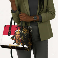 Hatshepsut Leather Bag with Royal Portrait, Pre-Colonial Empires Text and Red-Black Honeycomb - Wonder Print Shop