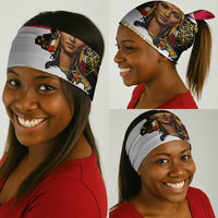Hatshepsut Neck Gaiter with Royal Portrait, Pre-Colonial Empires Text and Red-Black Honeycomb - Wonder Print Shop