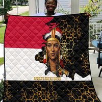 Hatshepsut Quilt with Royal Portrait, Pre-Colonial Empires Text and Red-Black Honeycomb - Wonder Print Shop