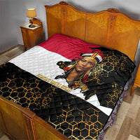 Hatshepsut Quilt with Royal Portrait, Pre-Colonial Empires Text and Red-Black Honeycomb - Wonder Print Shop