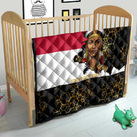 Hatshepsut Quilt with Royal Portrait, Pre-Colonial Empires Text and Red-Black Honeycomb - Wonder Print Shop