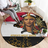 Hatshepsut Round Carpet with Royal Portrait, Pre-Colonial Empires Text and Red-Black Honeycomb - Wonder Print Shop