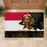 Hatshepsut Rubber Doormat with Royal Portrait, Pre-Colonial Empires Text and Red-Black Honeycomb - Wonder Print Shop