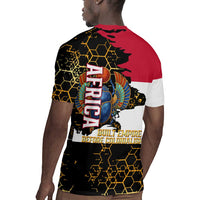 Hatshepsut Rugby Jersey with Royal Portrait, Pre-Colonial Empires Text and Red-Black Honeycomb - Wonder Print Shop