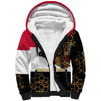 Hatshepsut Sherpa Hoodie with Royal Portrait, Pre-Colonial Empires Text and Red-Black Honeycomb - Wonder Print Shop