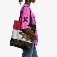 Hatshepsut Tote Bag with Royal Portrait, Pre-Colonial Empires Text and Red-Black Honeycomb - Wonder Print Shop