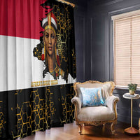 Hatshepsut Window Curtain with Royal Portrait, Pre-Colonial Empires Text and Red-Black Honeycomb - Wonder Print Shop