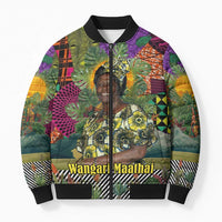Wangari Maathai Bomber Puffer Jacket Colorful Nature-Inspired Design Empowerment Quote African Print Environmental - Wonder Print Shop