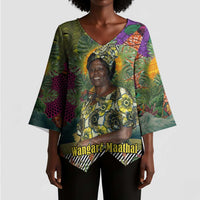 Wangari Maathai Kimono Sleeve Blouse Colorful Nature-Inspired Design Empowerment Quote African Print Environmental - Wonder Print Shop