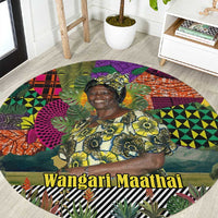 Wangari Maathai Round Carpet Colorful Nature-Inspired Design Empowerment Quote African Print Environmental - Wonder Print Shop