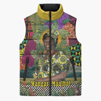 Wangari Maathai Sleeveless Puffer Jacket Colorful Nature-Inspired Design Empowerment Quote African Print Environmental - Wonder Print Shop