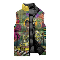 Wangari Maathai Sleeveless Puffer Jacket Colorful Nature-Inspired Design Empowerment Quote African Print Environmental - Wonder Print Shop