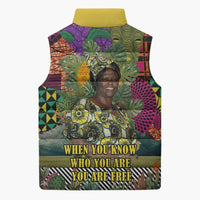 Wangari Maathai Sleeveless Puffer Jacket Colorful Nature-Inspired Design Empowerment Quote African Print Environmental - Wonder Print Shop